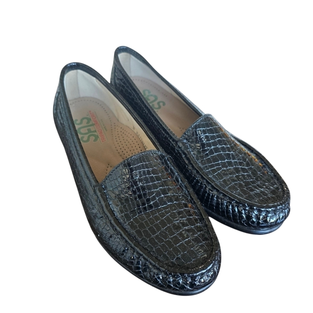 SAS Women's Textured Black Loafers